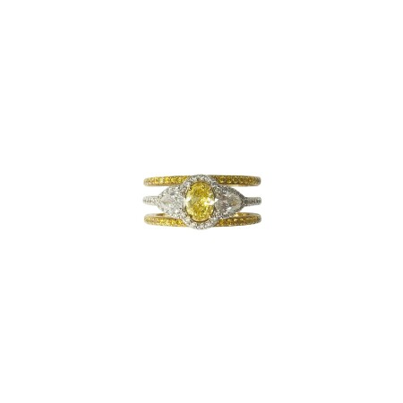 Bague Isabelle Barrier bicolore sertie de diamants naturels, taille 53